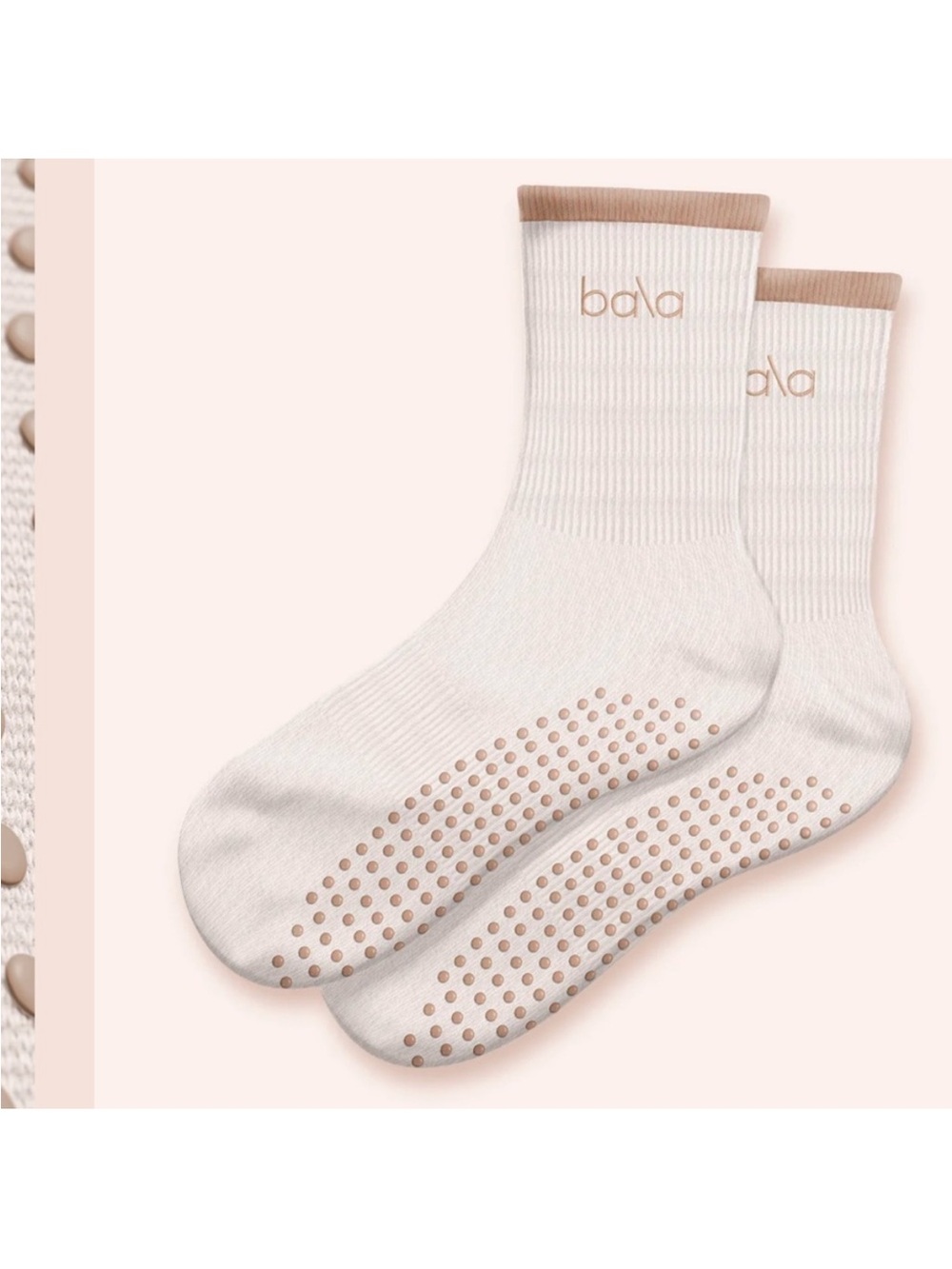 NWT Bala The High Sock in Sand Size Large - Pilates, Barre, Yoga Grip Socks